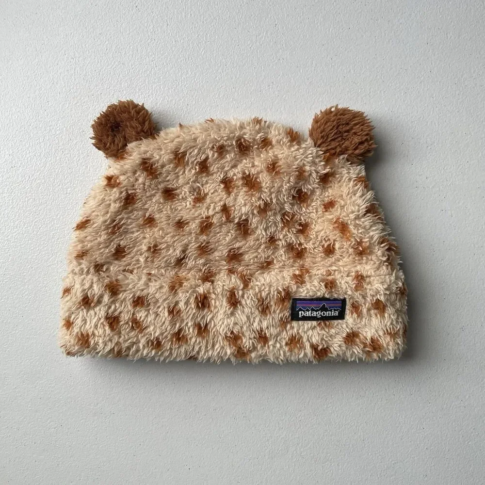 Patagonia Baby Furry Friends Winter Hat Dear Dear Tuber Tan Tan Brown 18-24mo